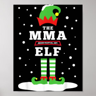 MMA Fighter Elf Matching Family Holiday Cute Snowy Poster