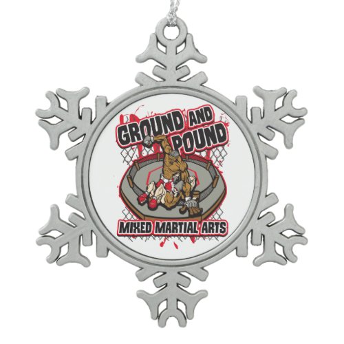 MMA Ground and Pound Snowflake Pewter Christmas Ornament