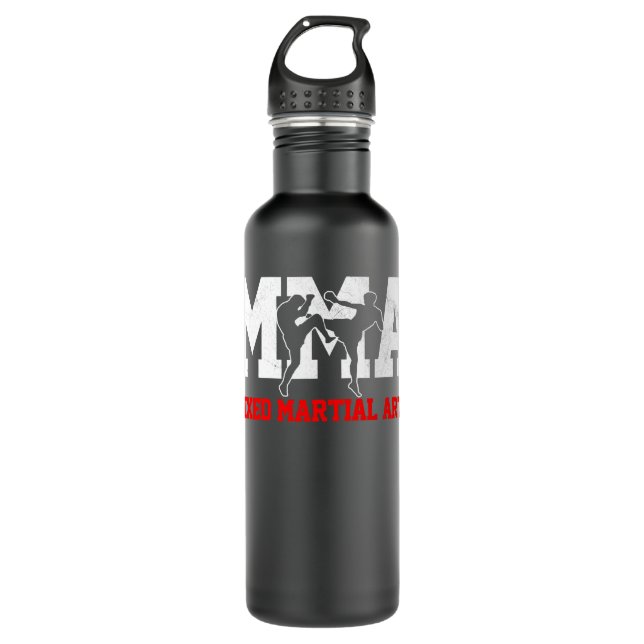 MMA Kickboxin Fighter Classic T Shirt Stainless Steel Water Bottle (Front)