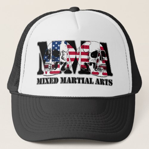 MMA Mixed Martial Arts Japan Flag  Skulls Trucker Hat