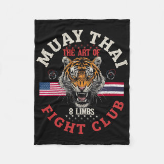 Mma Muay Thai Kickboxing Usa Thailand Tiger Fight- Fleece Blanket