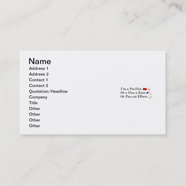MMA Pacifist Humor Design Business Card (Front)
