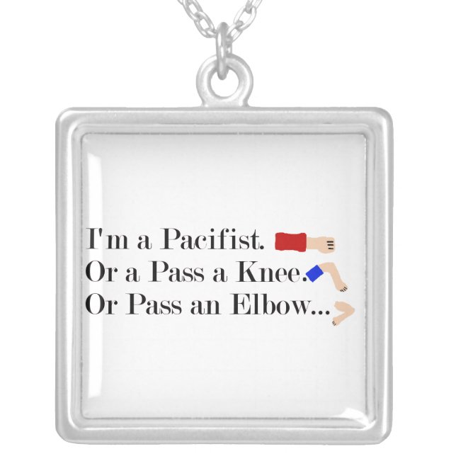 MMA Pacifist Humor Design Silver Plated Necklace (Front)