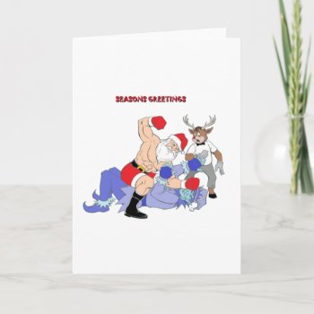 Mma Santa Vs Jack Frost Holiday Card by Crushtoondesigns at Zazzle