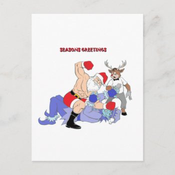 Mma Santa Vs Jack Frost Holiday Postcard by Crushtoondesigns at Zazzle