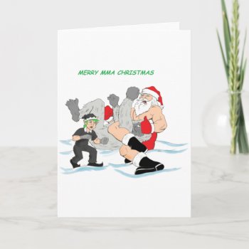 Mma Santa Vs Snowmonster Holiday Card by Crushtoondesigns at Zazzle