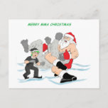 Mma Santa Vs Snowmonster Holiday Postcard at Zazzle