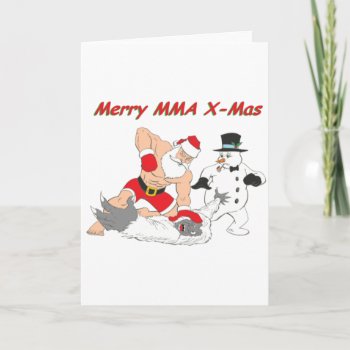 Mma Santa Vs The Yeti Snow Monster Holiday Card by Crushtoondesigns at Zazzle