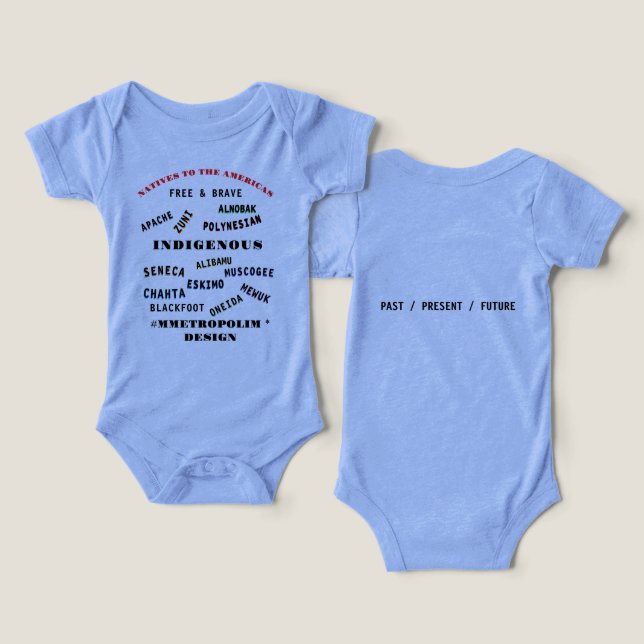 MMETROPOLIM UNISEX /0-24M INDIGENOUS NAMES     INFANT T-SHIRT (Design Front & Back)