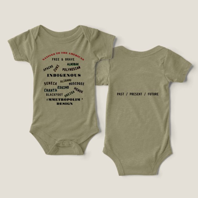 MMETROPOLIM UNISEX /0-24M INDIGENOUS NAMES     INFANT T-SHIRT (Design Front & Back)