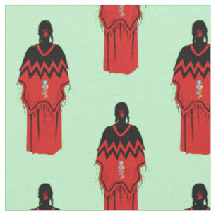 MMIW Kwe Red Hand Pattern Light Green Fabric