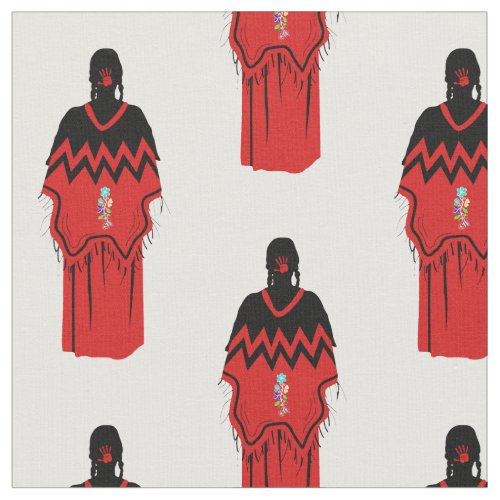 MMIW Kwe with Red Hand Pattern White Fabric