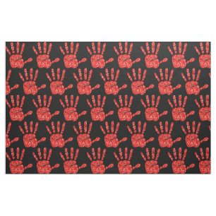 MMIW Red Hand Jeweled Pattern Black Fabric