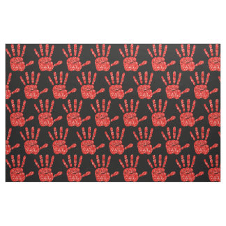 MMIW Red Hand Jeweled Pattern Black Fabric