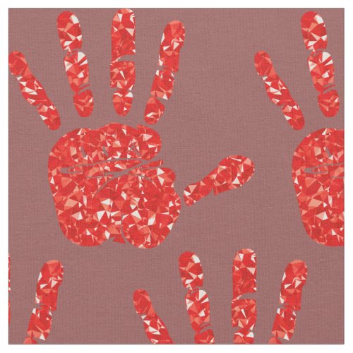 MMIW Red Hand Jeweled Pattern Brick Red Fabric