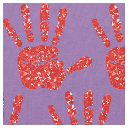 MMIW Red Hand Jeweled Pattern Pale Purple Fabric