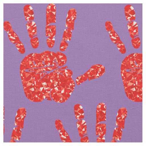 MMIW Red Hand Jeweled Pattern Pale Purple Fabric