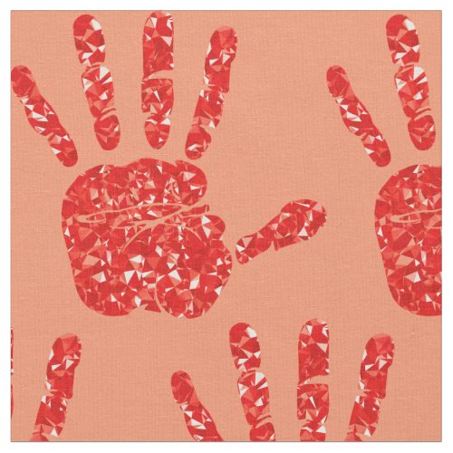 MMIW Red Hand Jeweled Pattern Salmon Fabric