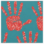 MMIW Red Hand Jeweled Pattern Turquoise Fabric