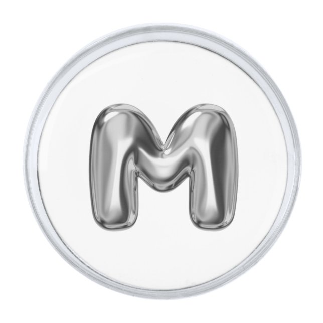 MMM ALPHABET Tapestry Silver Finish Lapel Pin (Front)