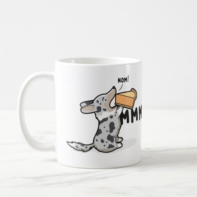 Mmm...Pie Corgi [blue merle cardigan] Coffee Mug (Left)