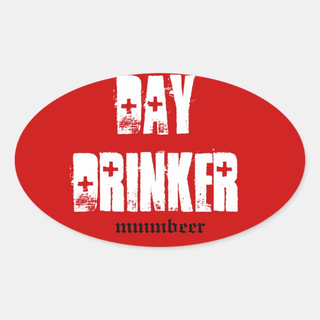 mmmbeer day drinker oval sticker (Front)