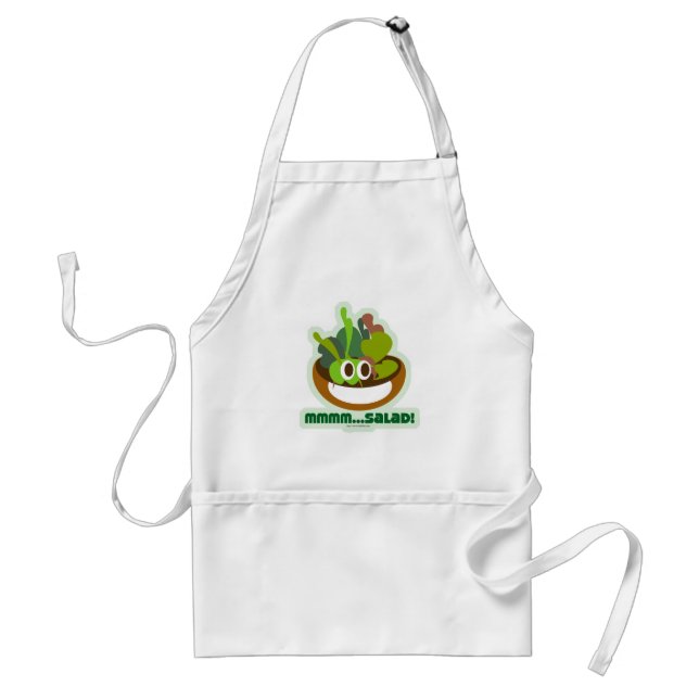 Mmmm Salad Fun Fresh Greens Cartoon Art Adult Apron (Front)