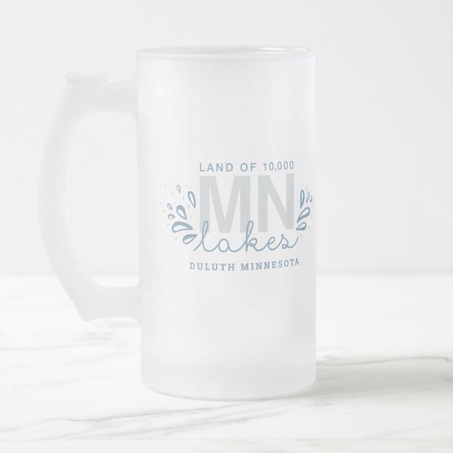 MN 10K Lakes Frosted Glass Beer Mug (Left)