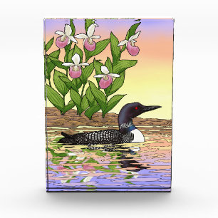 MN State Bird Flower Loon Lady Slipper Acrylic Award