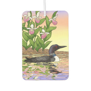 MN State Bird Flower Loon Lady Slipper Air Freshener