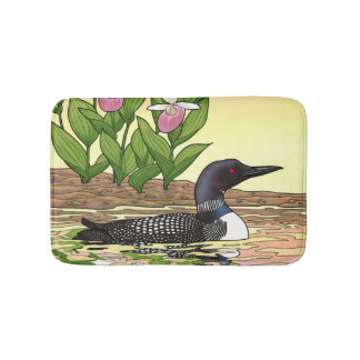 MN State Bird Flower Loon Lady Slipper Bath Mat