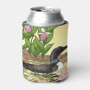 MN State Bird Flower Loon Lady Slipper Can Cooler