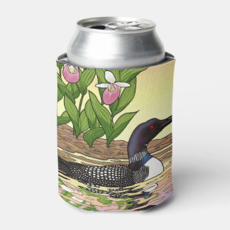 MN State Bird Flower Loon Lady Slipper Can Cooler