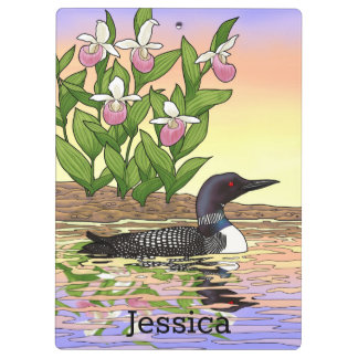 MN State Bird Flower Loon Lady Slipper Clipboard