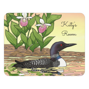 MN State Bird Flower Loon Lady Slipper Door Sign