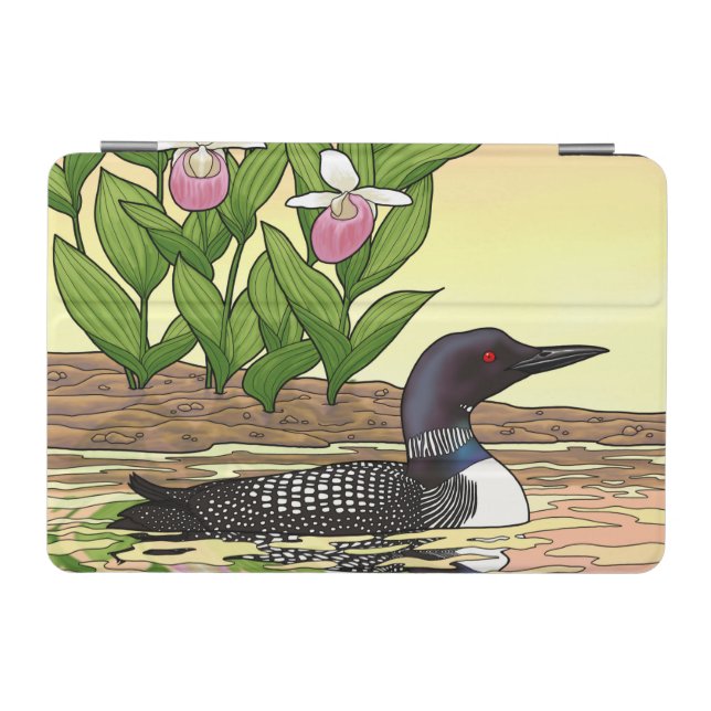 MN State Bird Flower Loon Lady Slipper iPad Mini Cover (Horizontal)