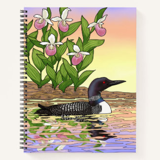 MN State Bird Flower Loon Lady Slipper Notebook