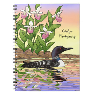 MN State Bird Flower Loon Lady Slipper Notebook