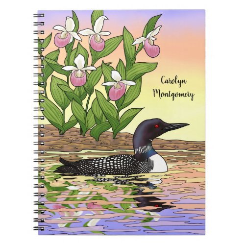 MN State Bird Flower Loon Lady Slipper Notebook