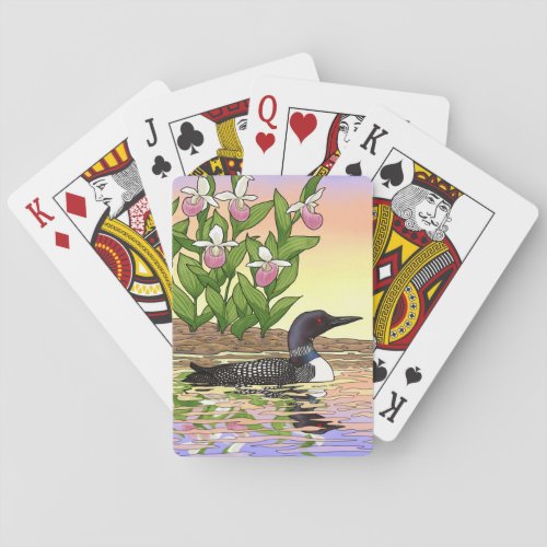 MN State Bird Flower Loon Lady Slipper Playing Cards