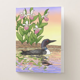 MN State Bird Flower Loon Lady Slipper Pocket Folder