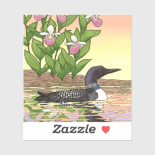 MN State Bird Flower Loon Lady Slipper Sticker