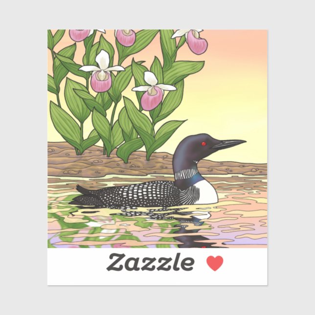 MN State Bird Flower Loon Lady Slipper Sticker (Sheet)