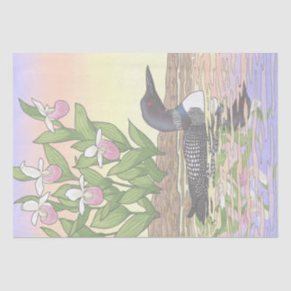 MN State Bird Flower Loon Lady Slipper Tissue Paper