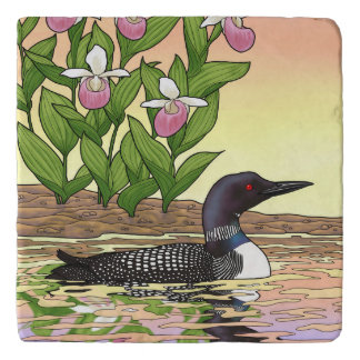 MN State Bird Flower Loon Lady Slipper Trivet