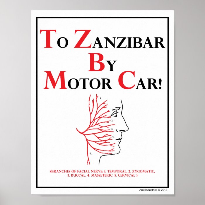 Mnemonic To Zanzibar By Motor Car Posters