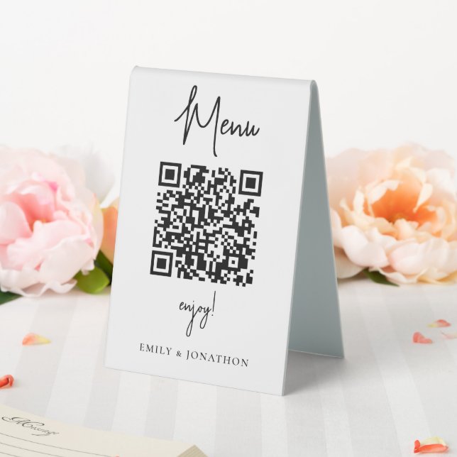 Mnimalist Script Qr Code to Menu Wedding  Table Te Tent (In SItu (Wedding))