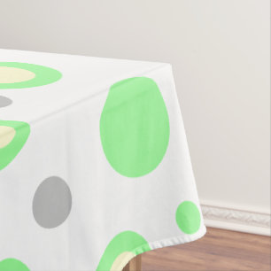 Mnit Green Cream Light Grey Polka Dots Tablecloth