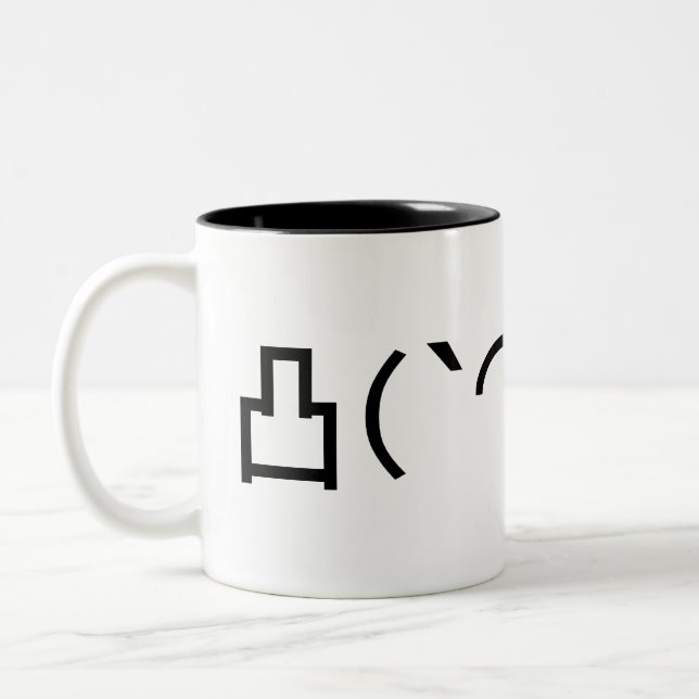 Mo' Angry Emoticon Japanese Kaomoji Two-Tone Coffee Mug (Left)