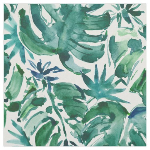 MO LEAVES LESS PROBS Green Tropical Monsteras Fabric